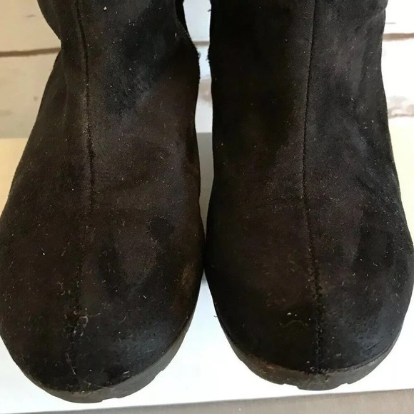 Women Pull On Black Mid Calf Height Round Toe Casual Boots Shoes Sz 3 - Picture 5 of 11